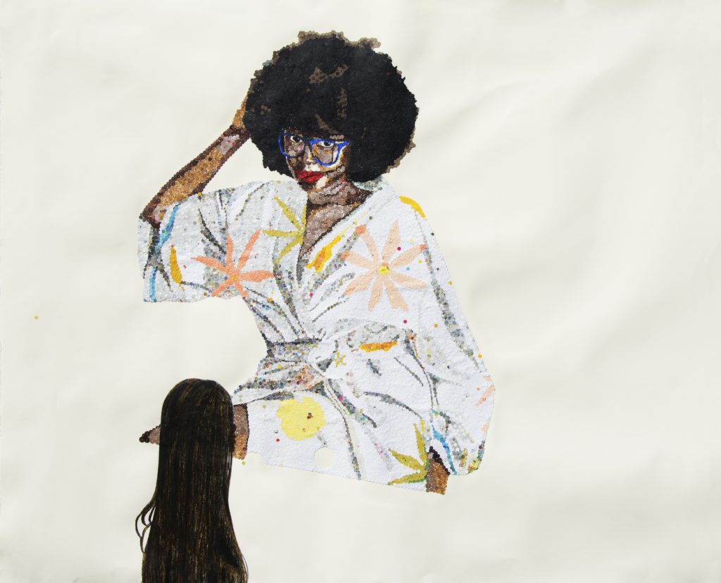 Contemplating Tuesday perforated paper, confetti, charcoal, earth on Handmade watercolour paper 100 x120cm 2020.jpg 1
