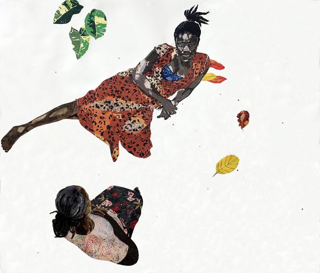 In and out of morphin,hallucinations and dead leaves, perforated paper, confetti, ink, watercolour, acrylic on handmade paper, 152x180, 2020 .jpg1